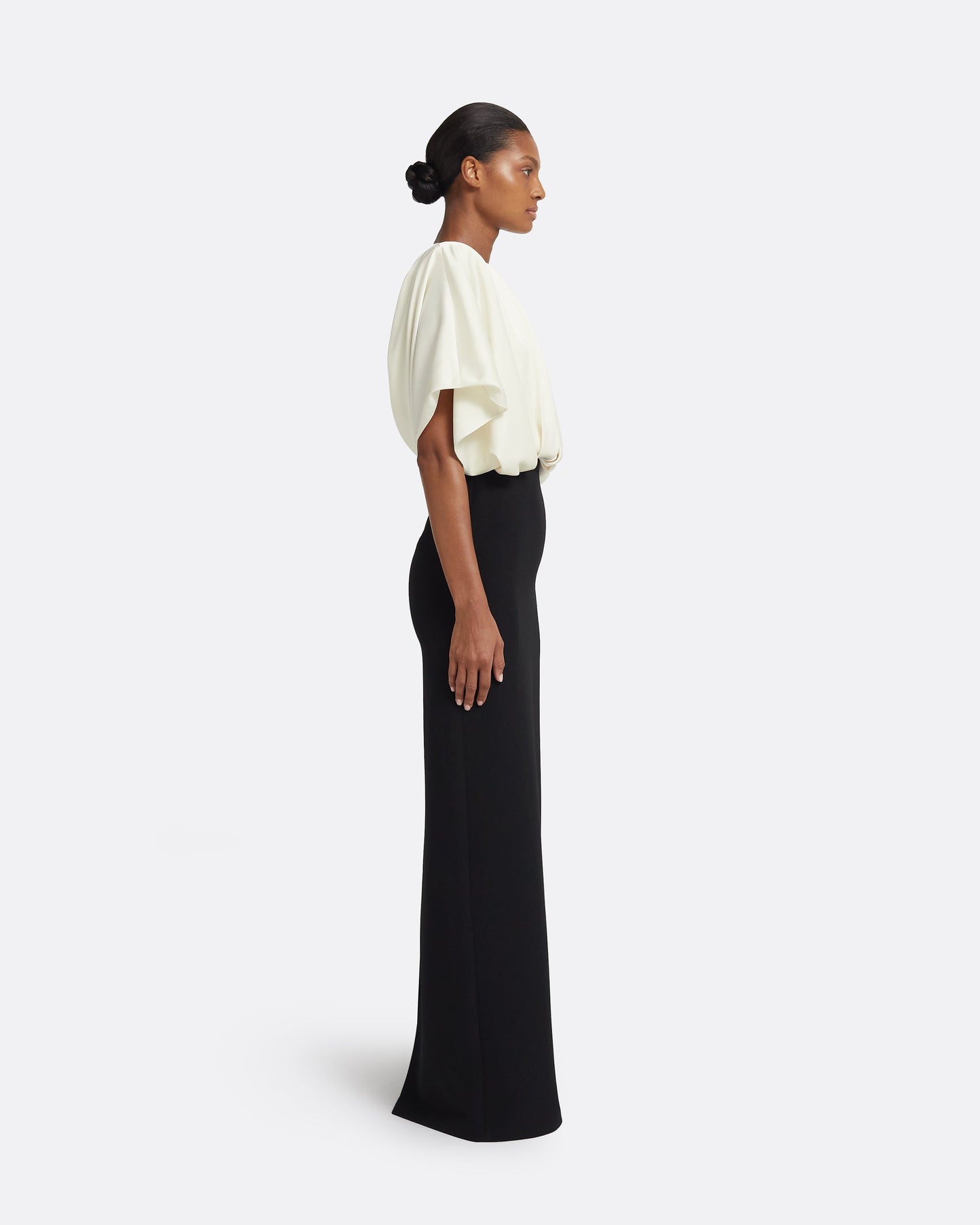 Lucinda Long Dress in Black & Ivory