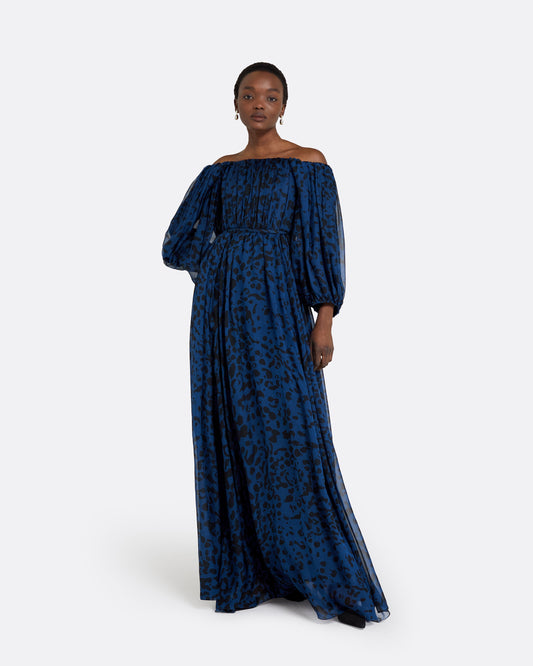 Ely Navy & Black Long Dress