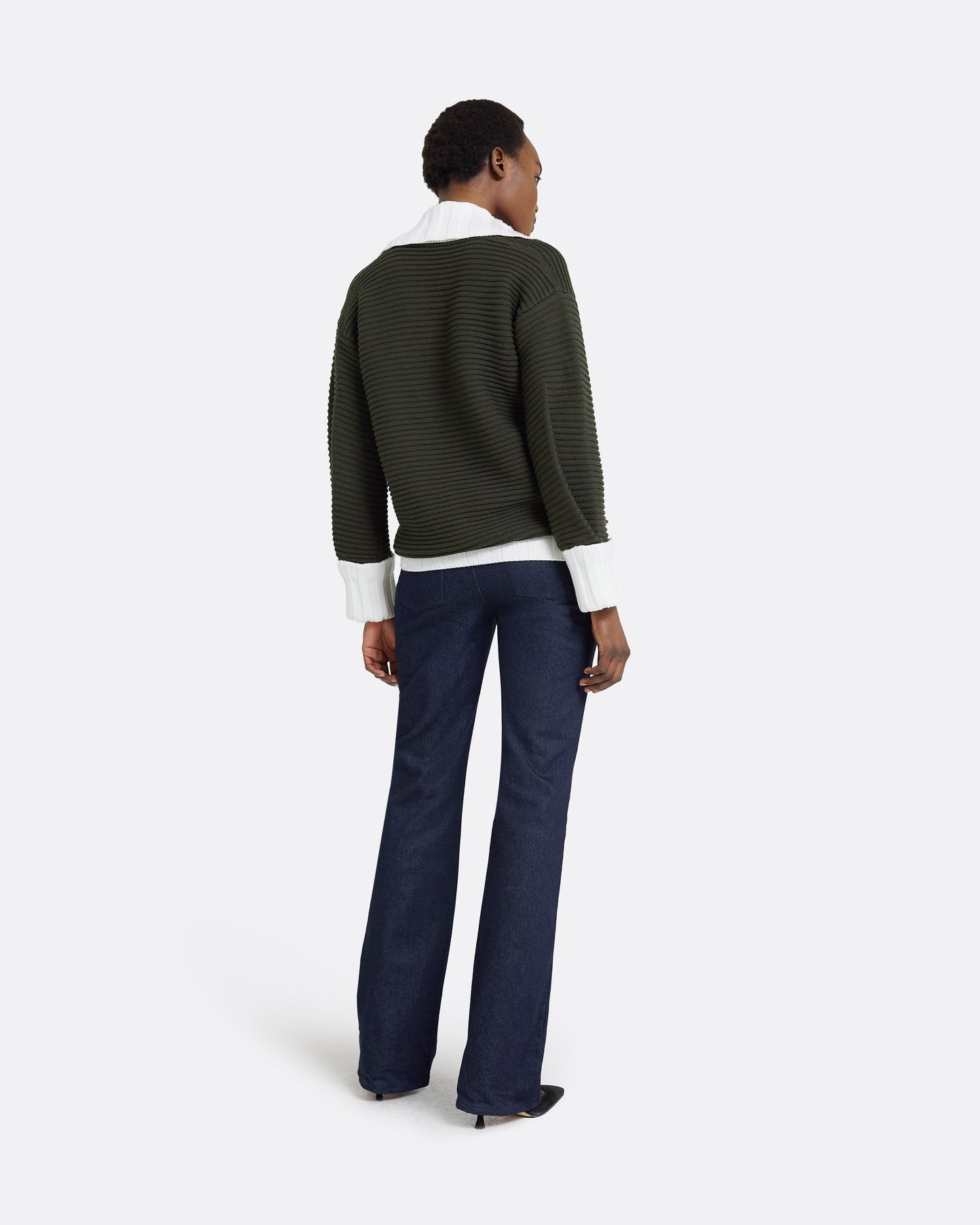 Kratos Slate Green & Ivory Knit Top