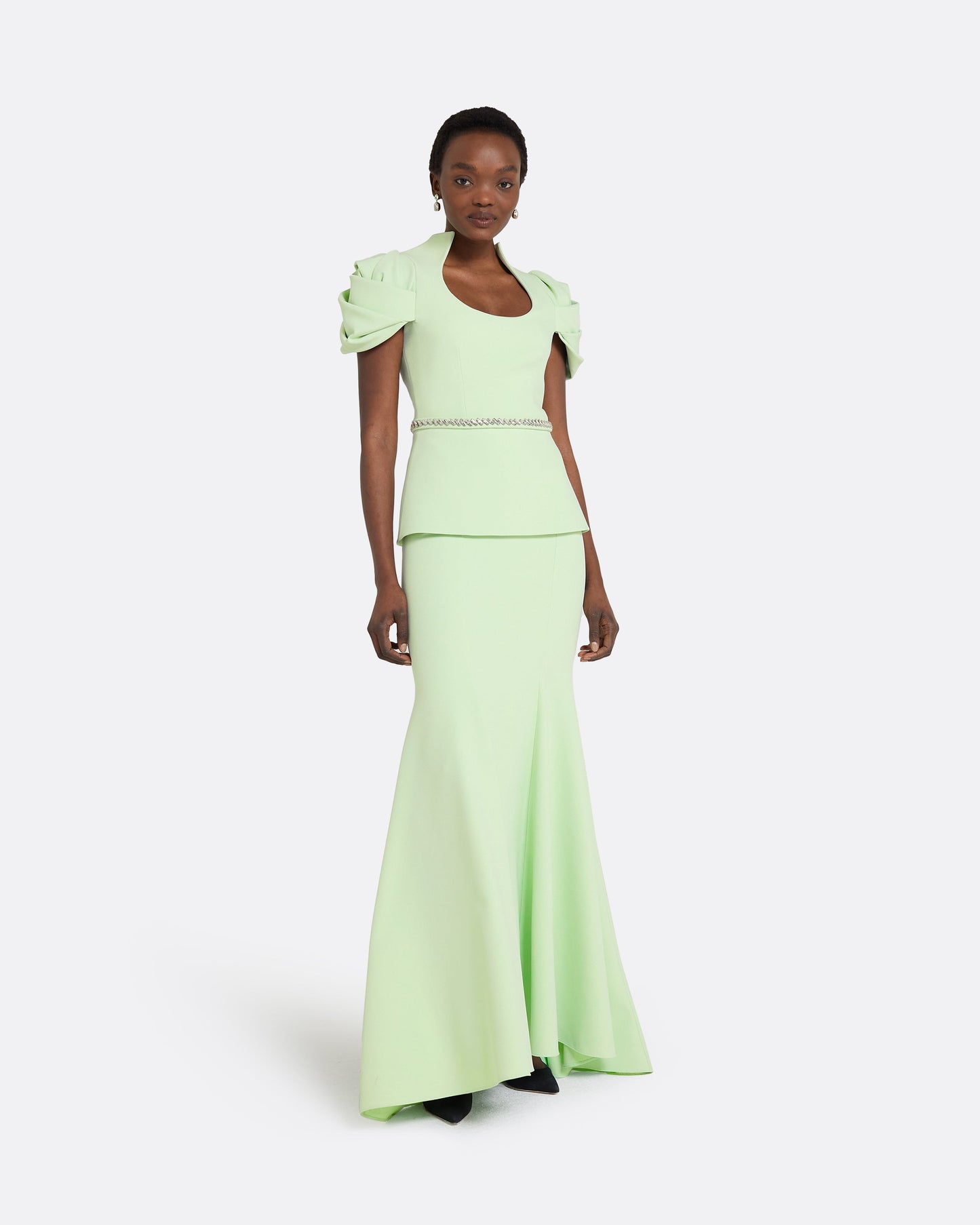 Ffion Aloe Top With Embroidered Belt