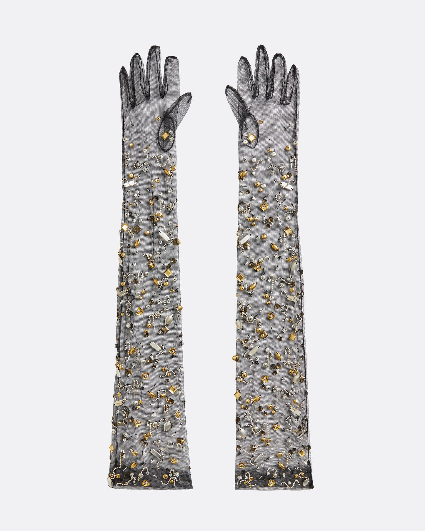 Astin Black Celestial Scatter Embroidered Gloves