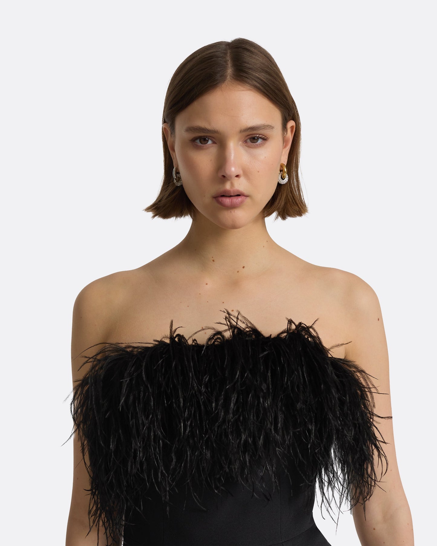 Myrine Black Feather-trimmed Jumpsuit