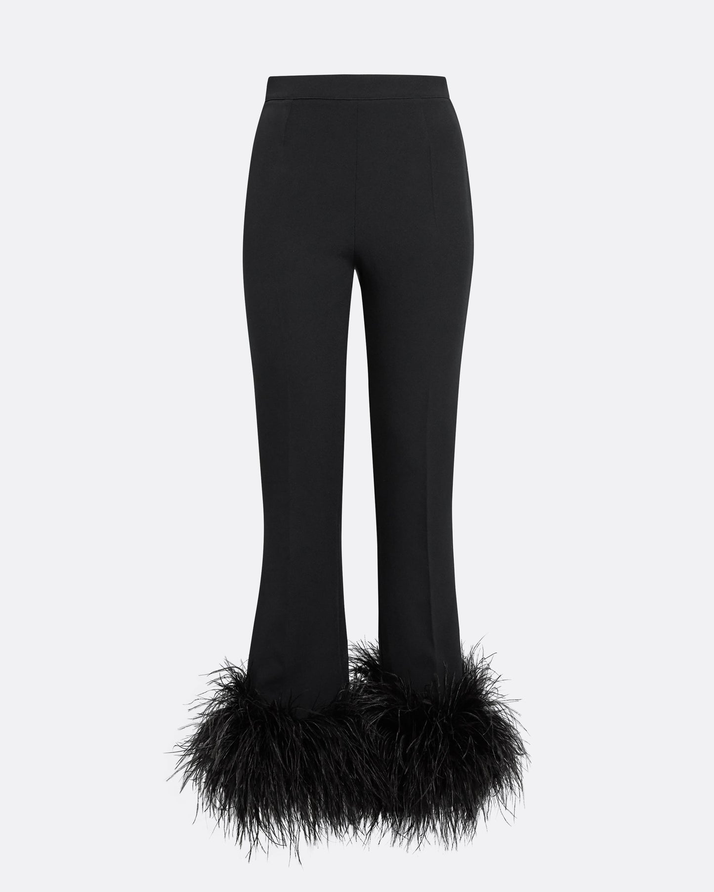 Mari Black Feather-Trimmed Trousers