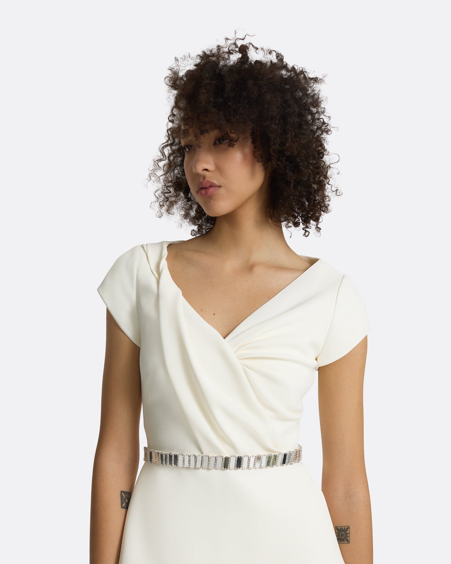 Nuvaya Ivory Top with Embroidered Belt