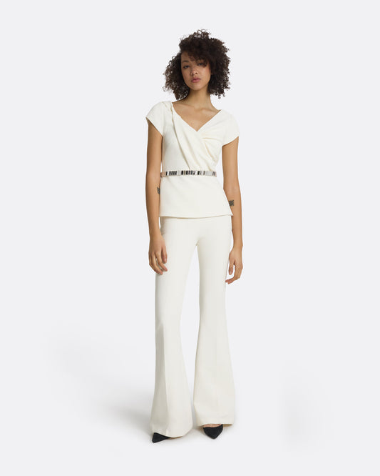 Nuvaya Ivory Top with Embroidered Belt