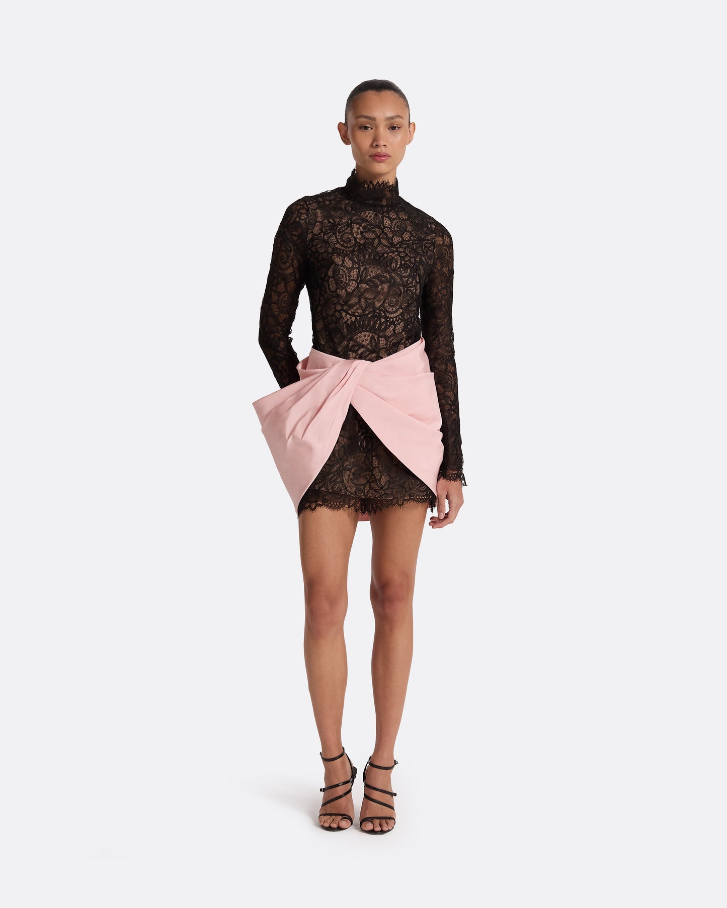 Sanna Black & Peony Blush Short Dress