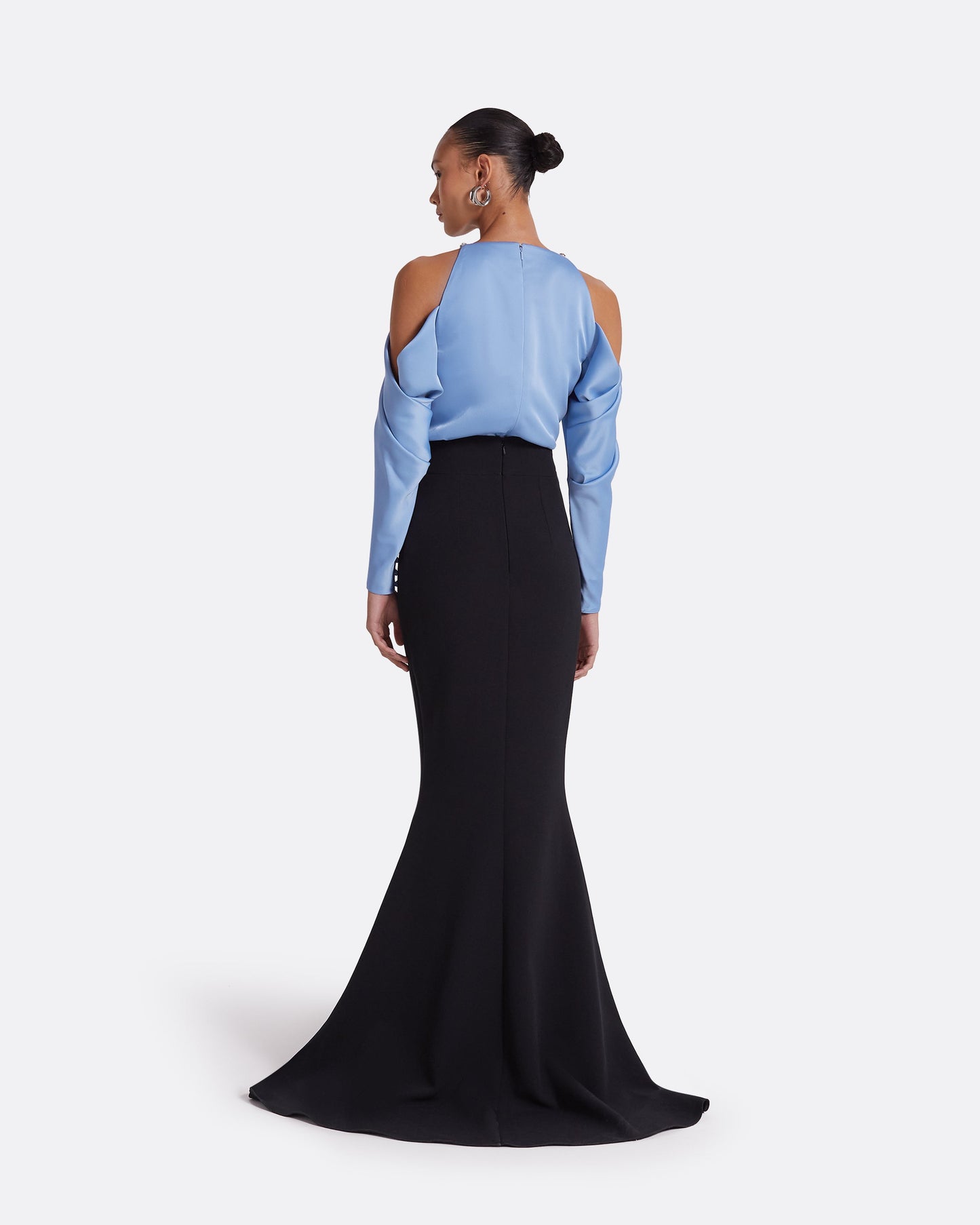Aksha Carolina Blue & Black Long Dress