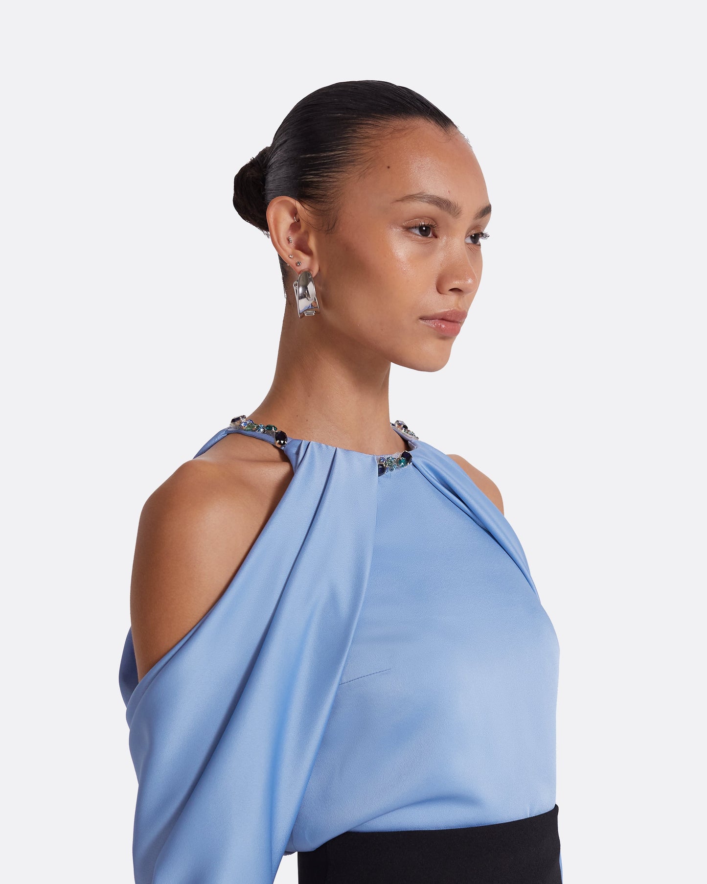 Aksha Carolina Blue & Black Long Dress