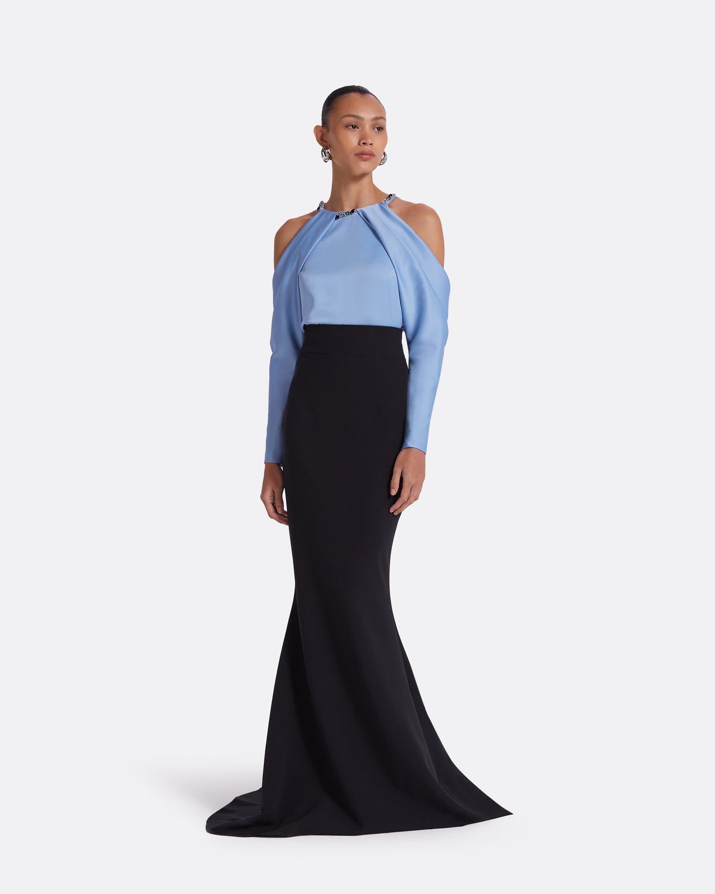 Aksha Carolina Blue & Black Long Dress