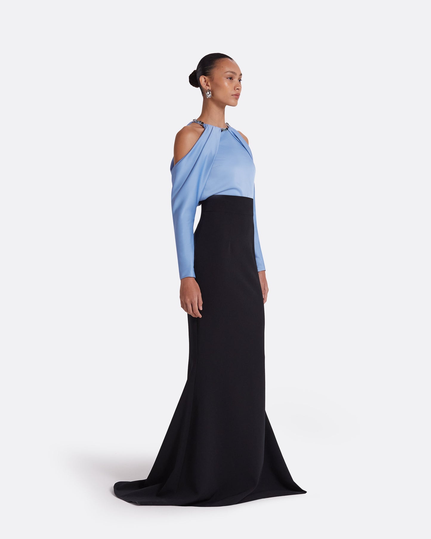 Aksha Carolina Blue & Black Long Dress