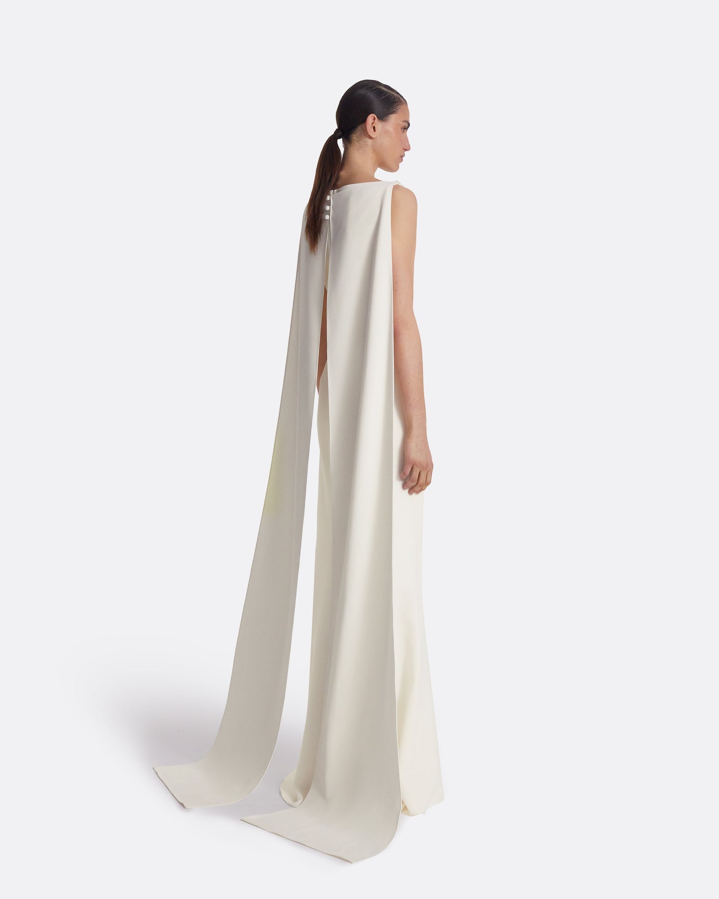 Ginevra Ivory Long Dress With Embroidered Belt