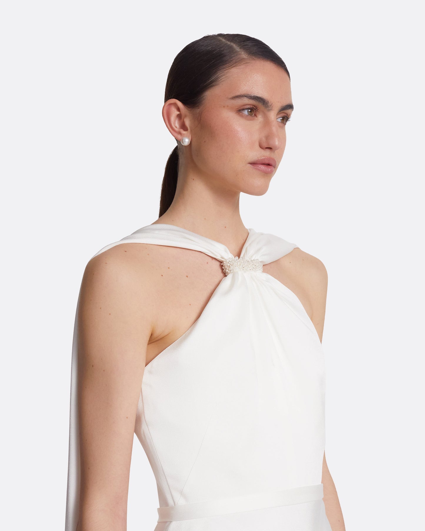 Lilien Ivory Satin Long Dress