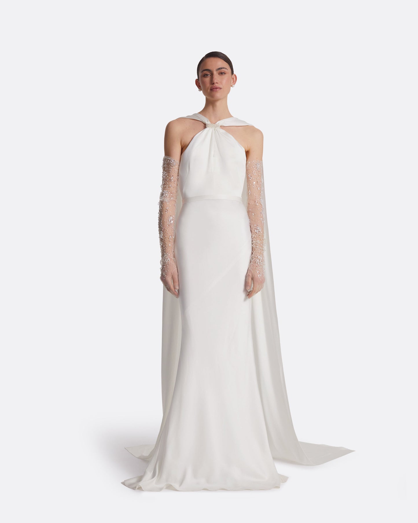 Lilien Ivory Satin Long Dress