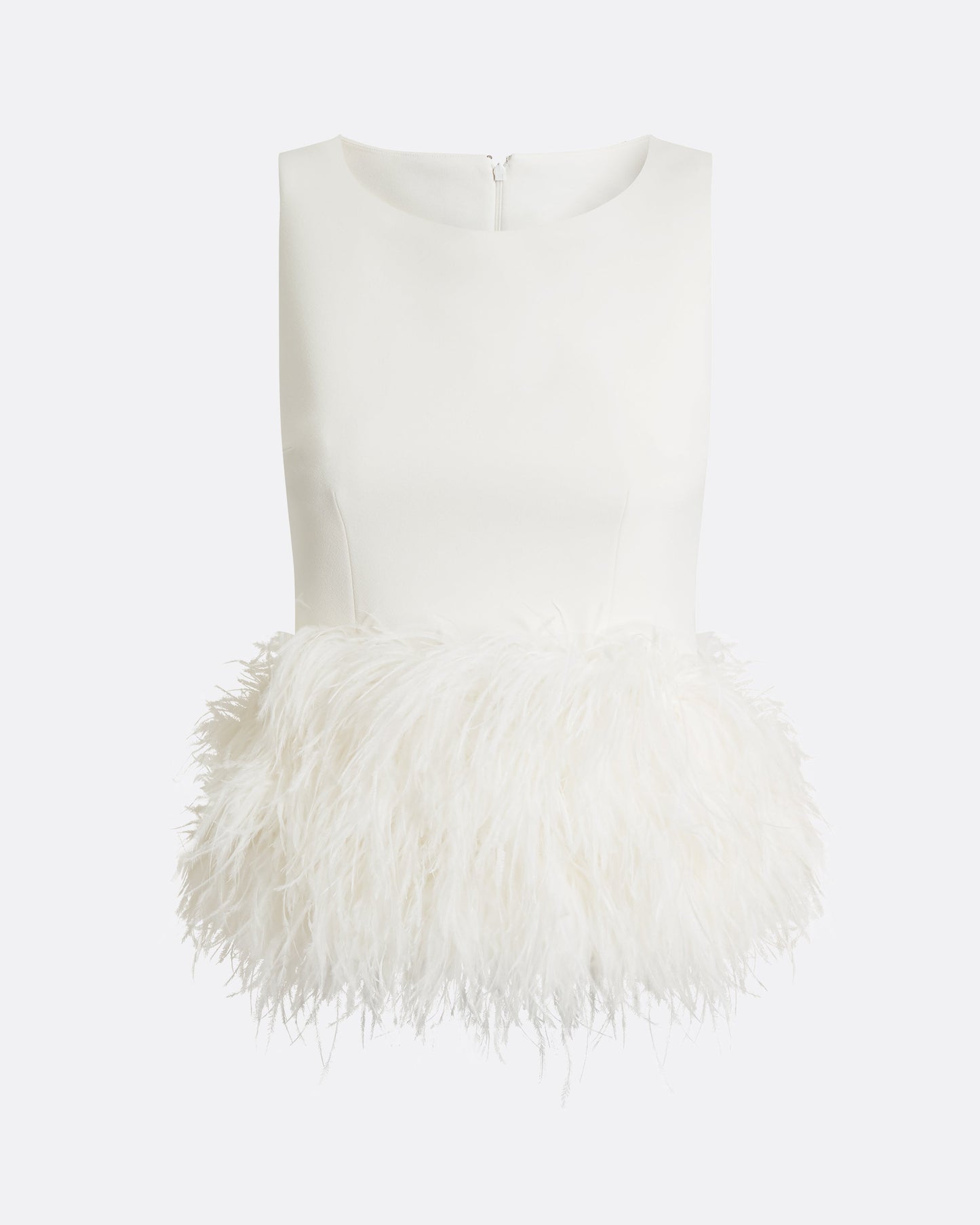 Tessa Ivory Feather-Trimmed Top