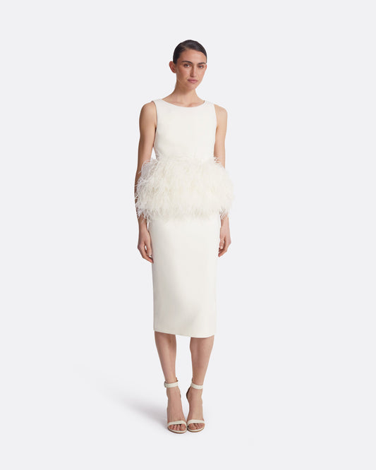 Tessa Ivory Feather-Trimmed Top