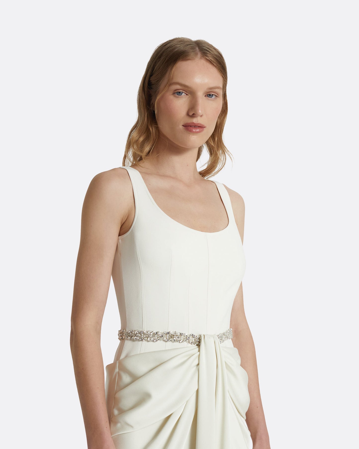 Marlena Long Dresses In Ivory With Crystal