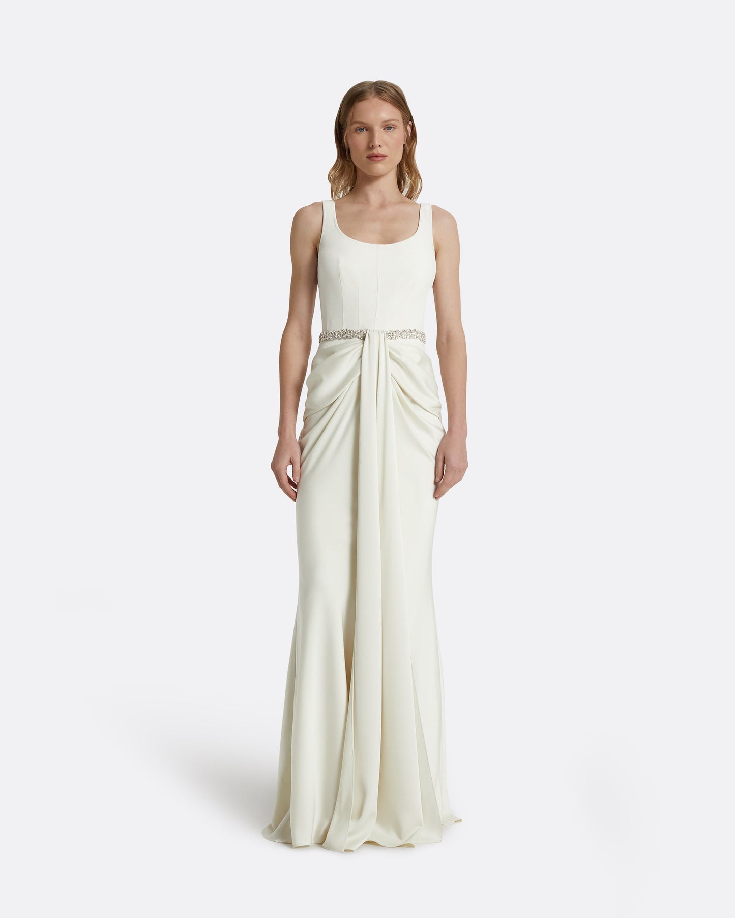 Marlena Long Dresses In Ivory With Crystal