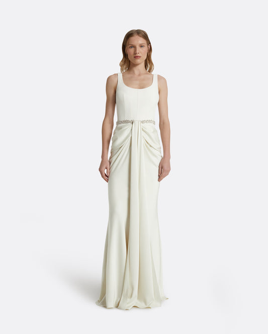 Marlena Long Dresses In Ivory With Crystal