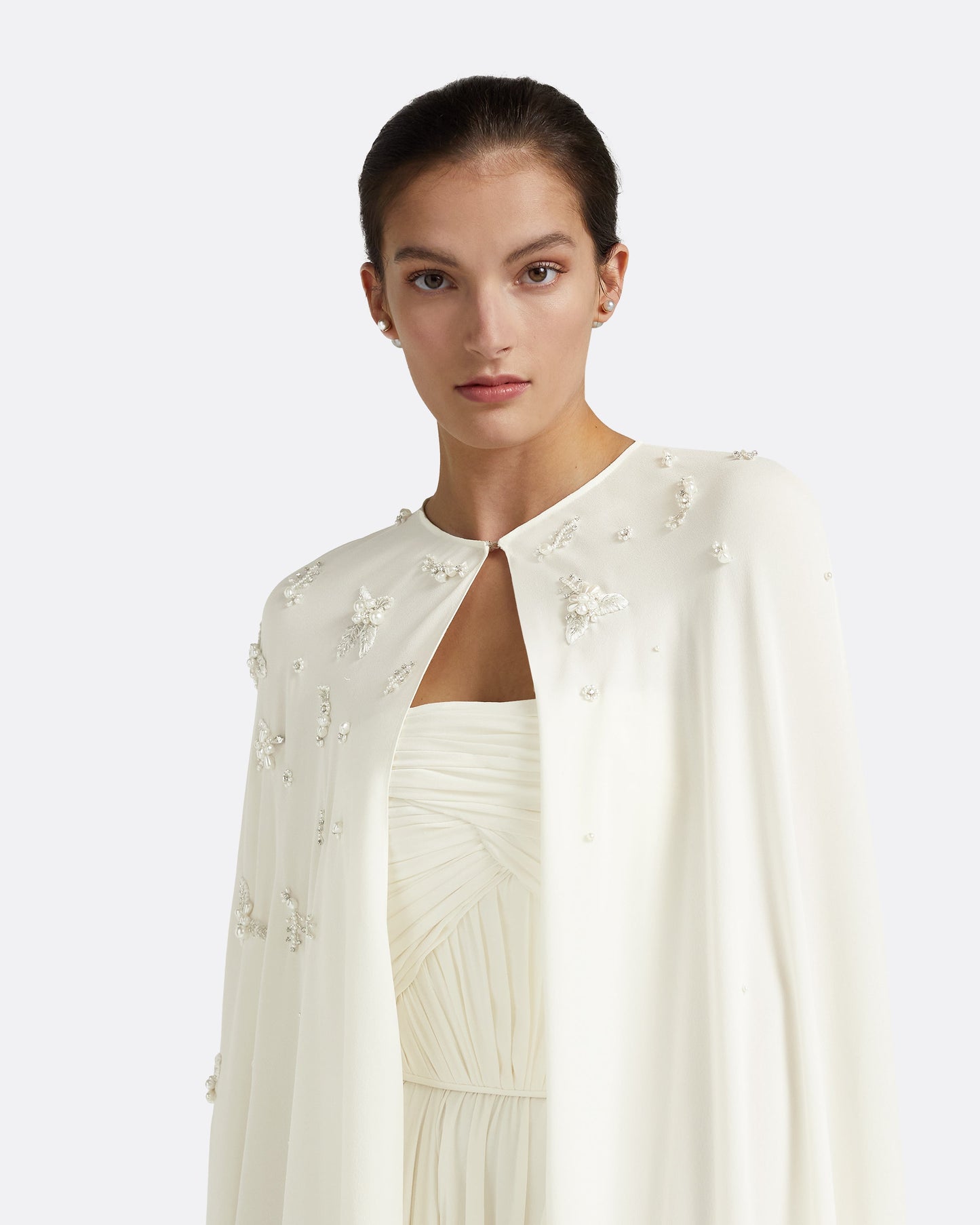 Adora Ivory Long Dress With Embroidered Belt