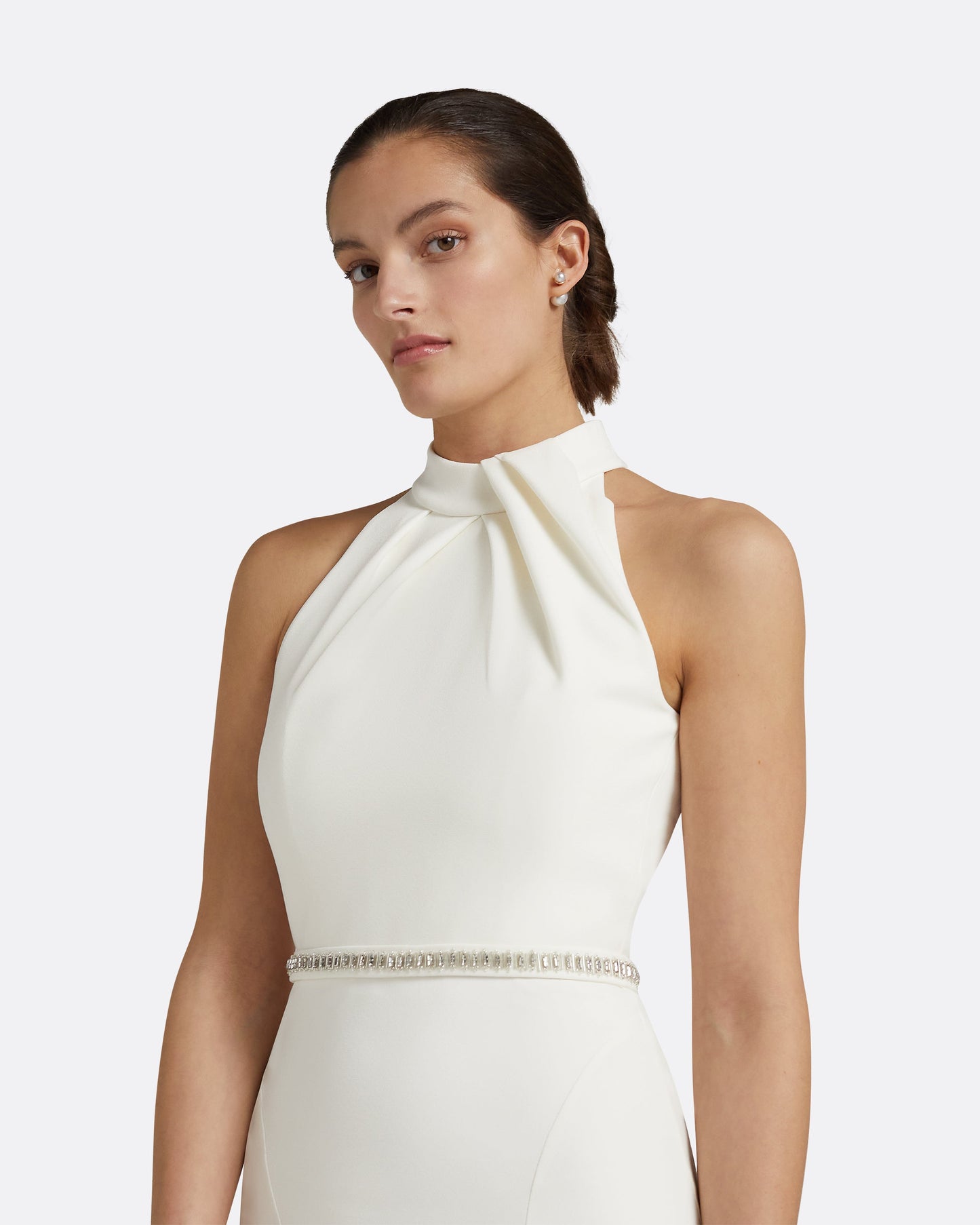 Dorrit Ivory Long Dress With Embroidered Belt