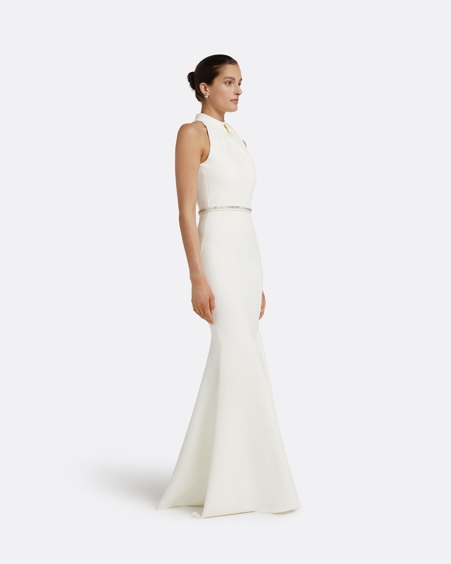 Dorrit Ivory Long Dress With Embroidered Belt