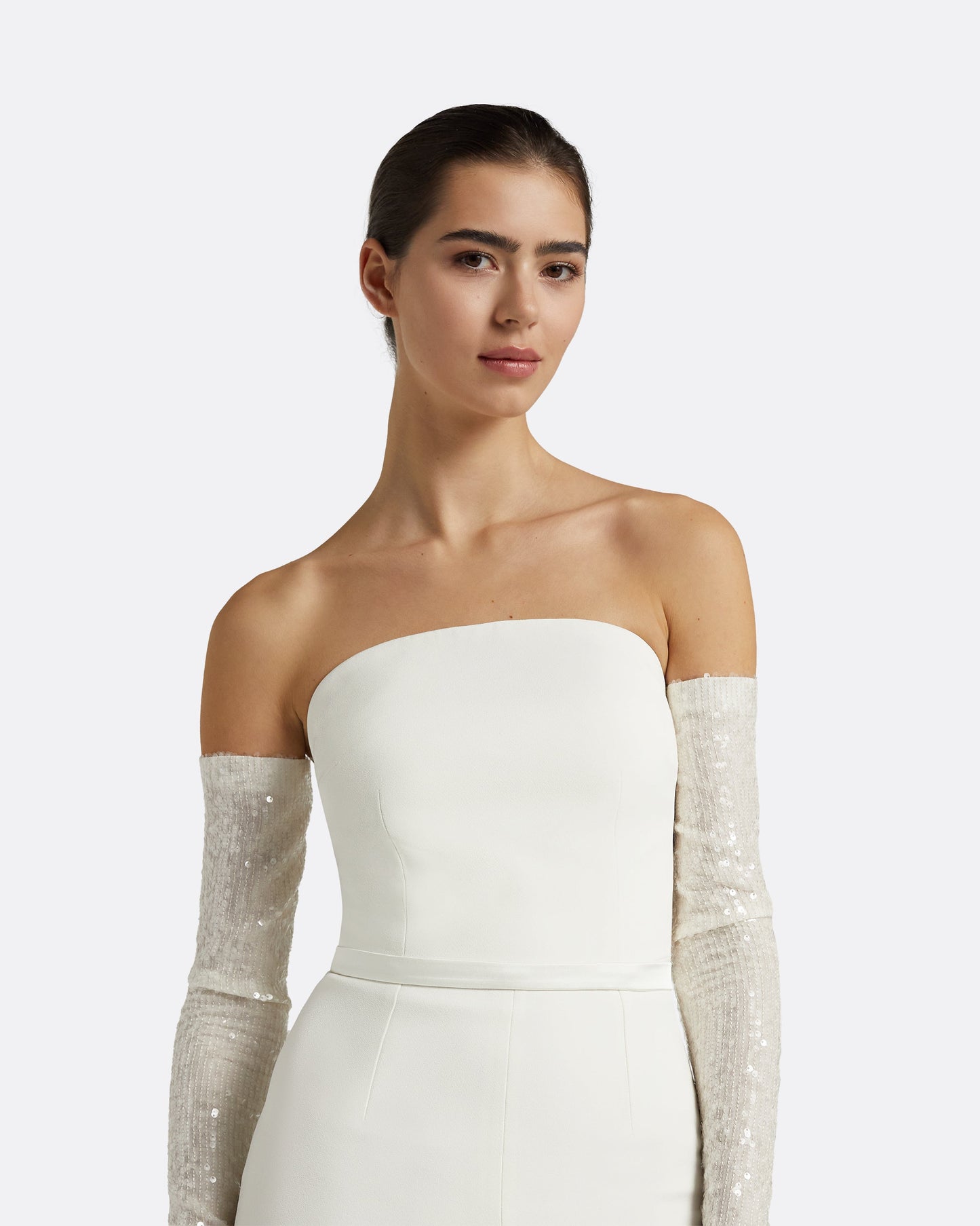 Antonia Ivory Sequins Gloves