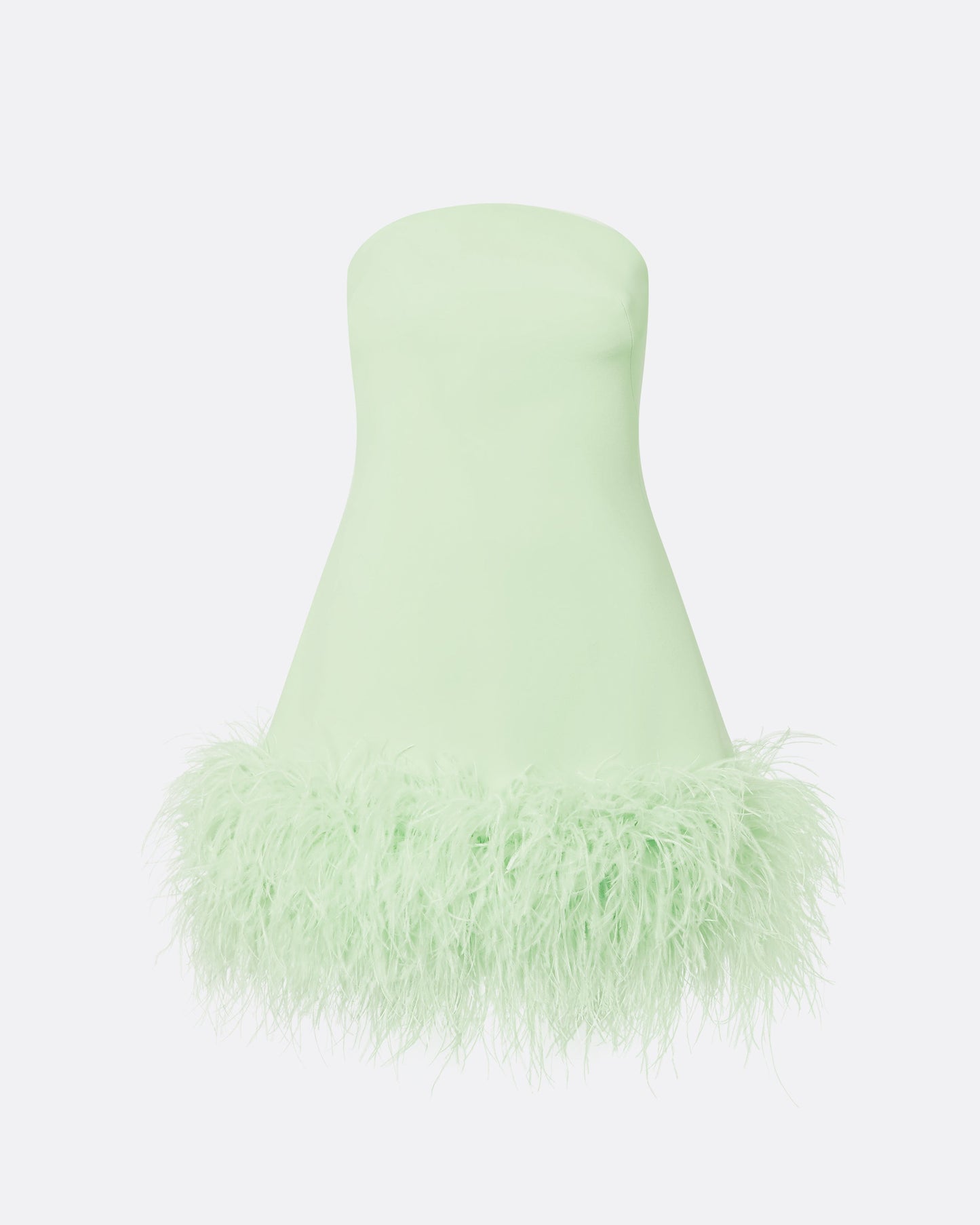 Rowan Aloe Feather-Trimmed Short Dress