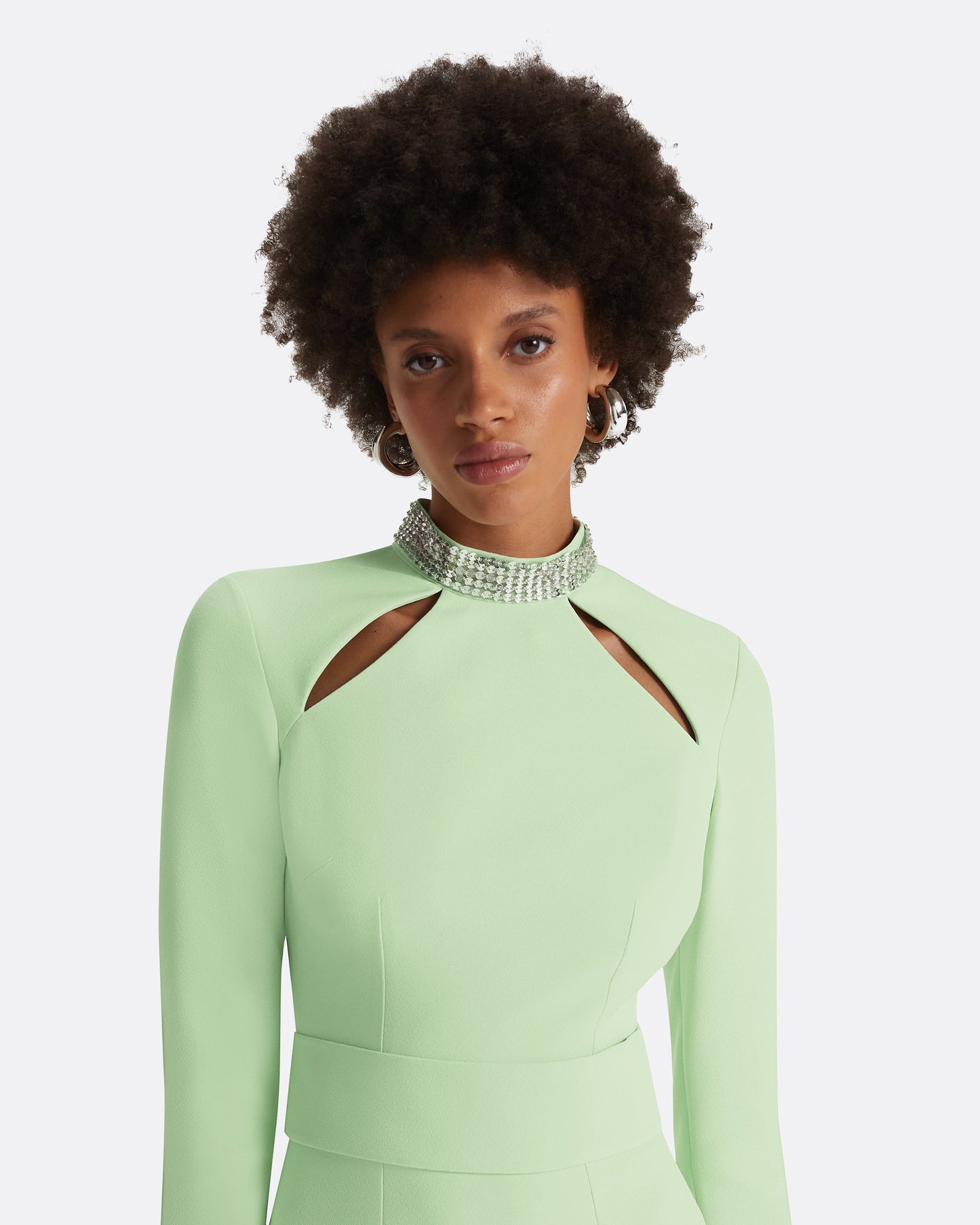 Kamala Aloe & Mirror Disc Embroidery Long Dress