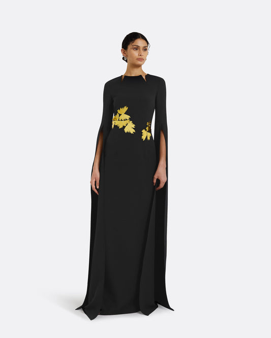 Talin Embroidered Black Long Dress