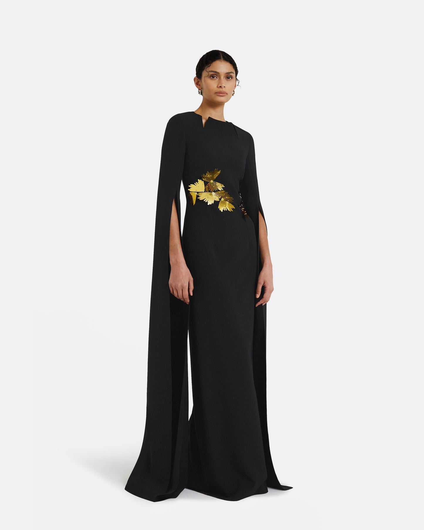Talin Embroidered Black Long Dress