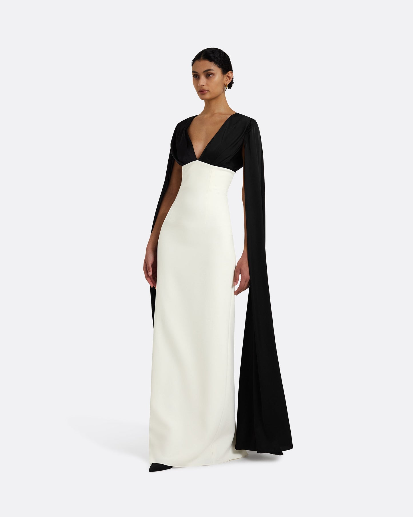 Angelina Ivory & Black Long Dress