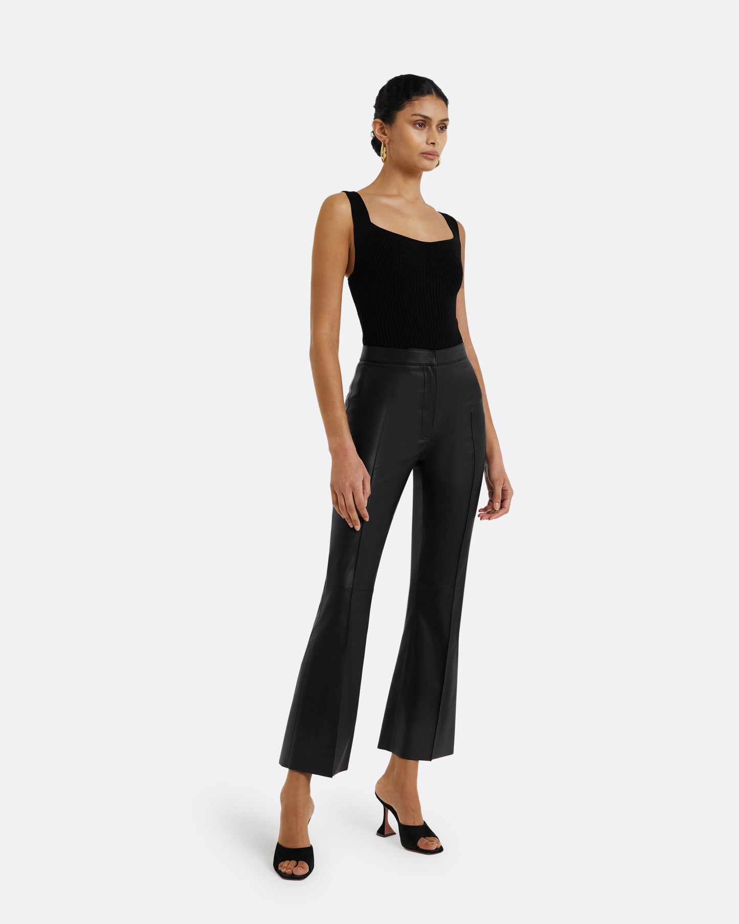 Mari Black Vegan Leather Trousers