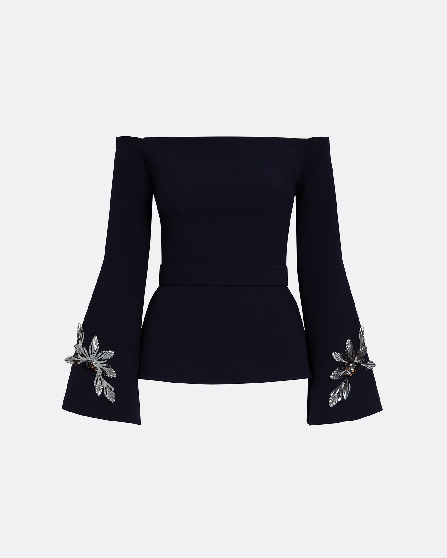 Priela Midnight Navy Embroidered Top