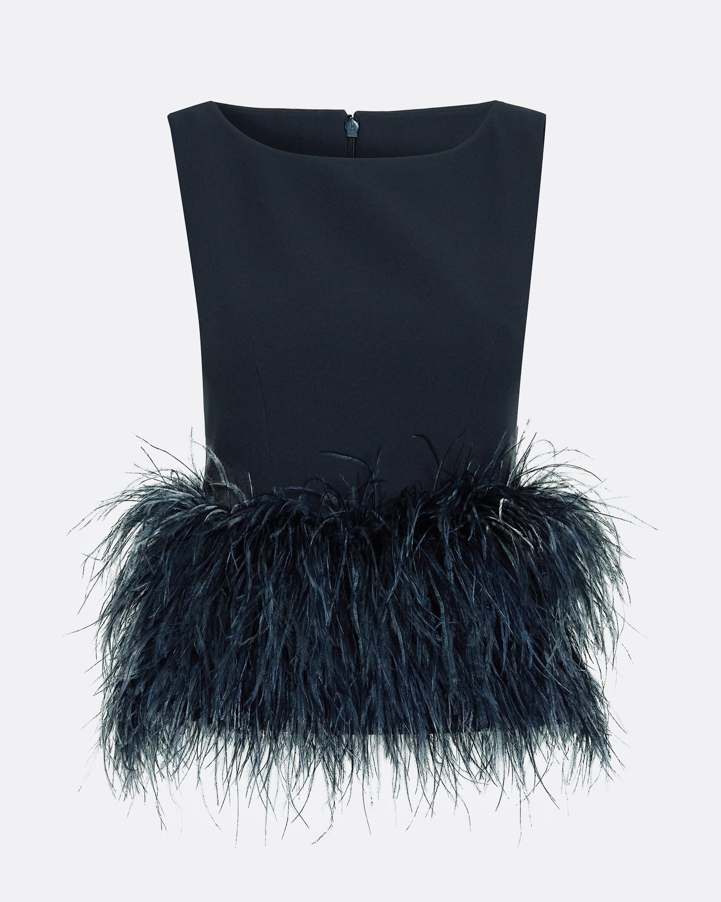 Tessa Midnight Navy Feather-Trimmed Top
