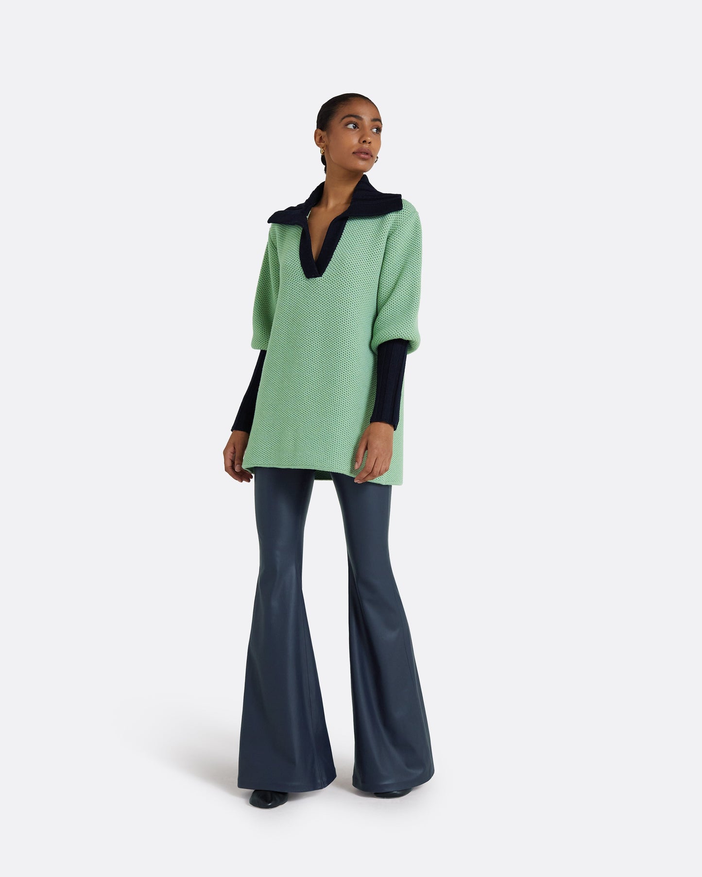 Leonie Sage & Navy Knit