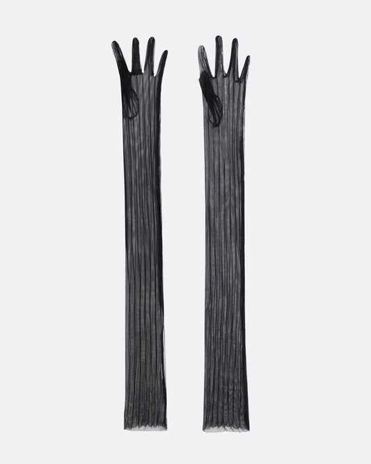 Ari Black Pintucked Tulle Gloves