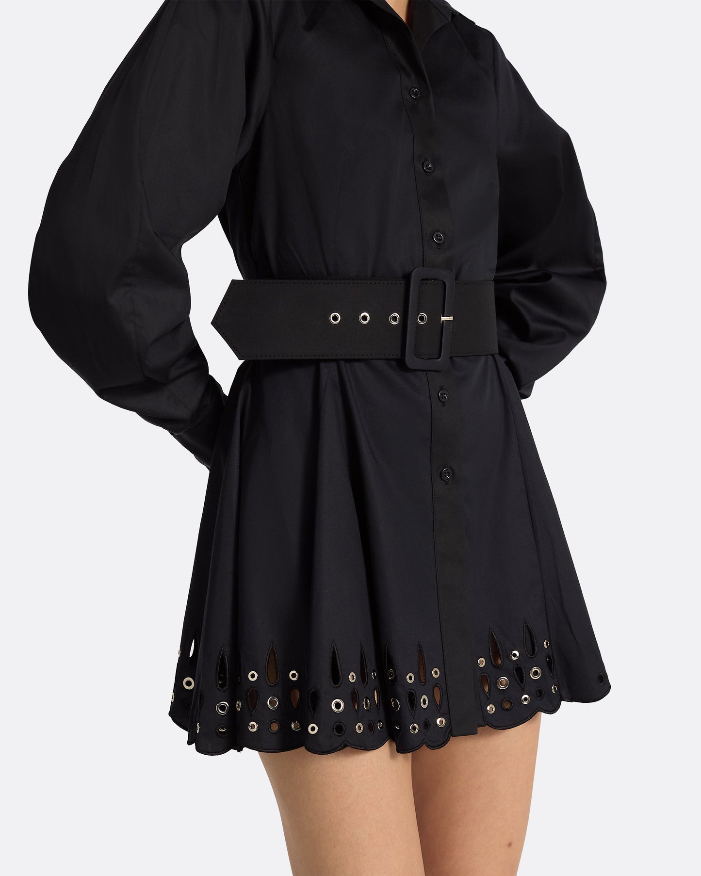 Oksana Black Cotton & Silver Short Dress