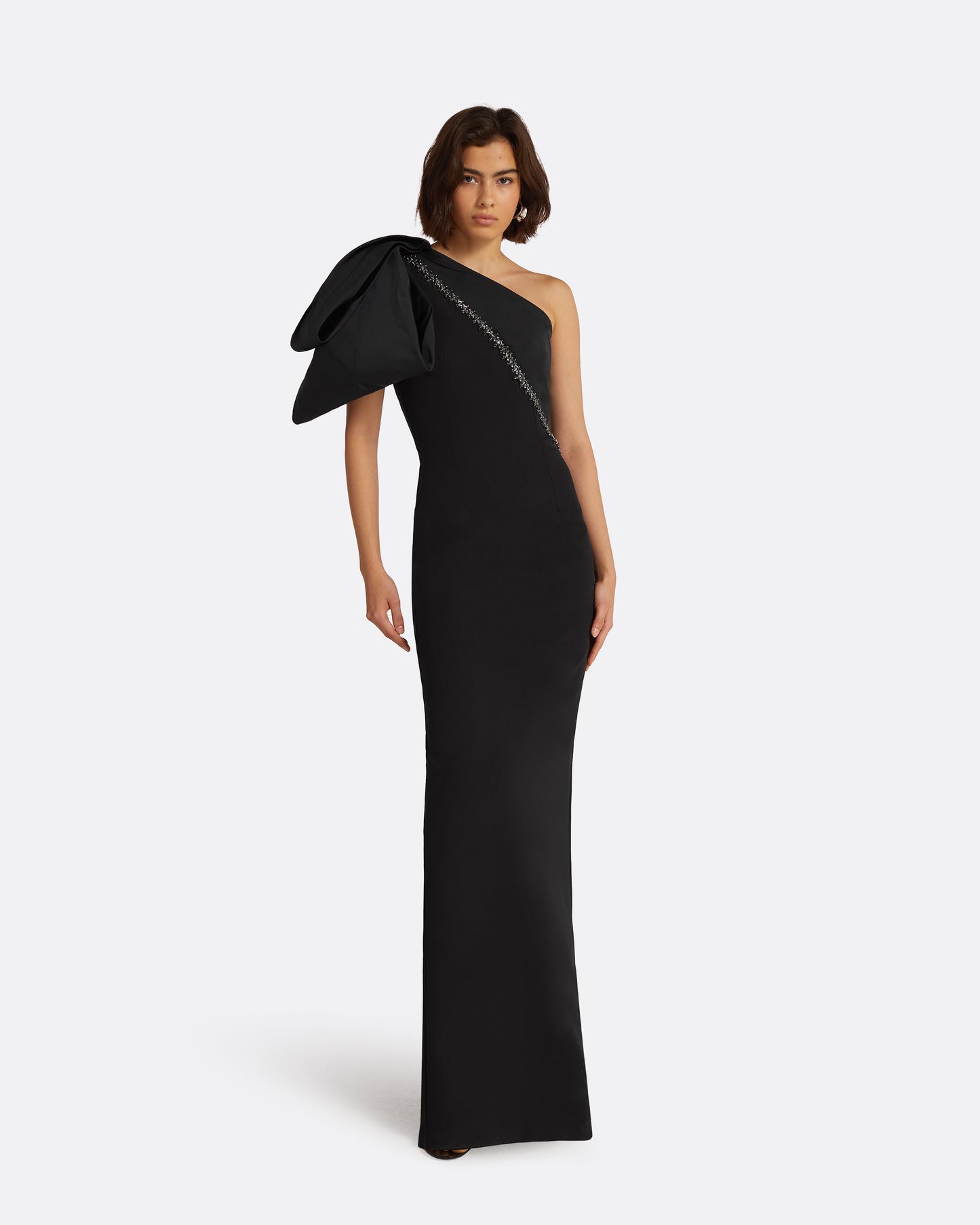 Maelys Embroidered Black Long Dress