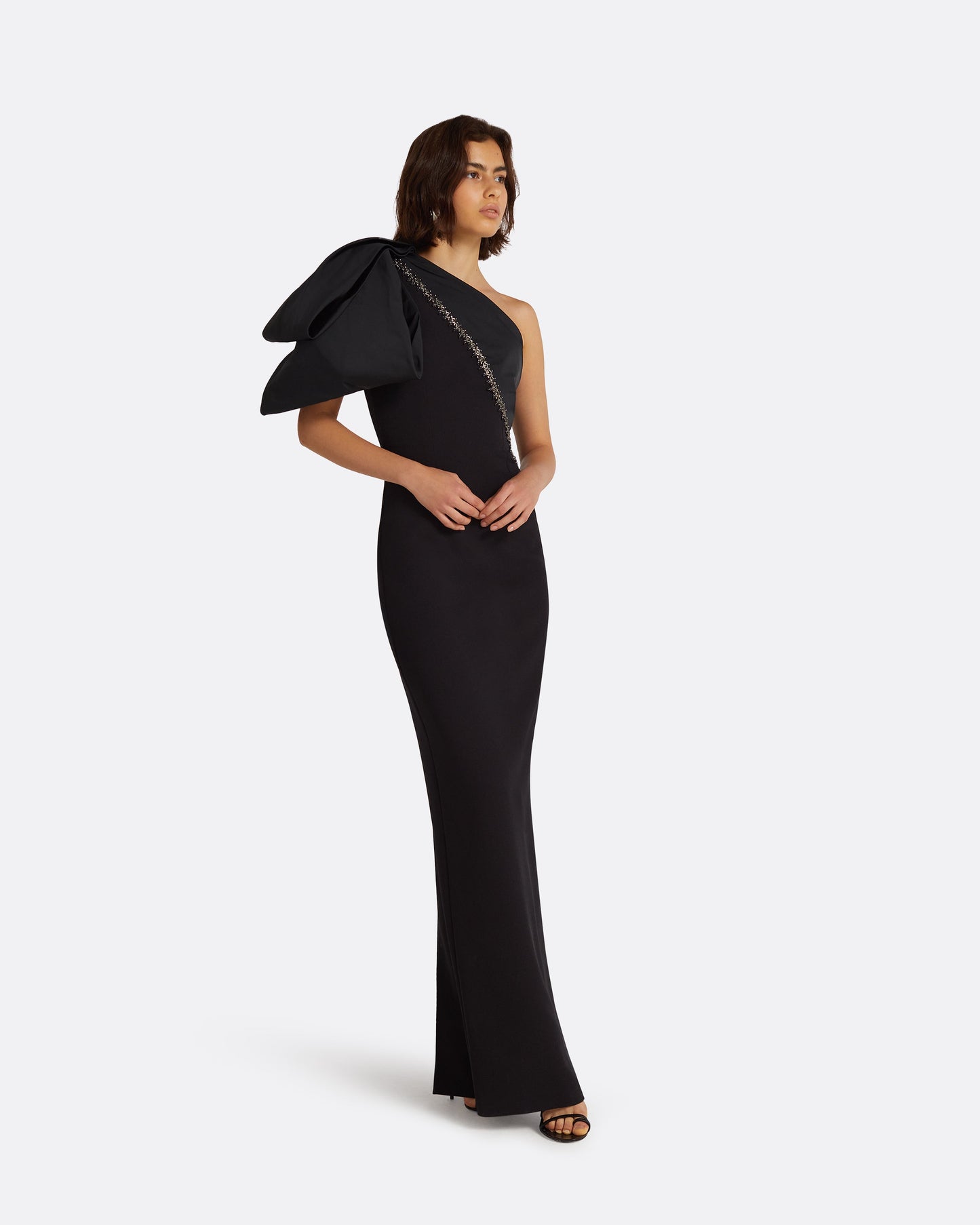 Maelys Embroidered Black Long Dress