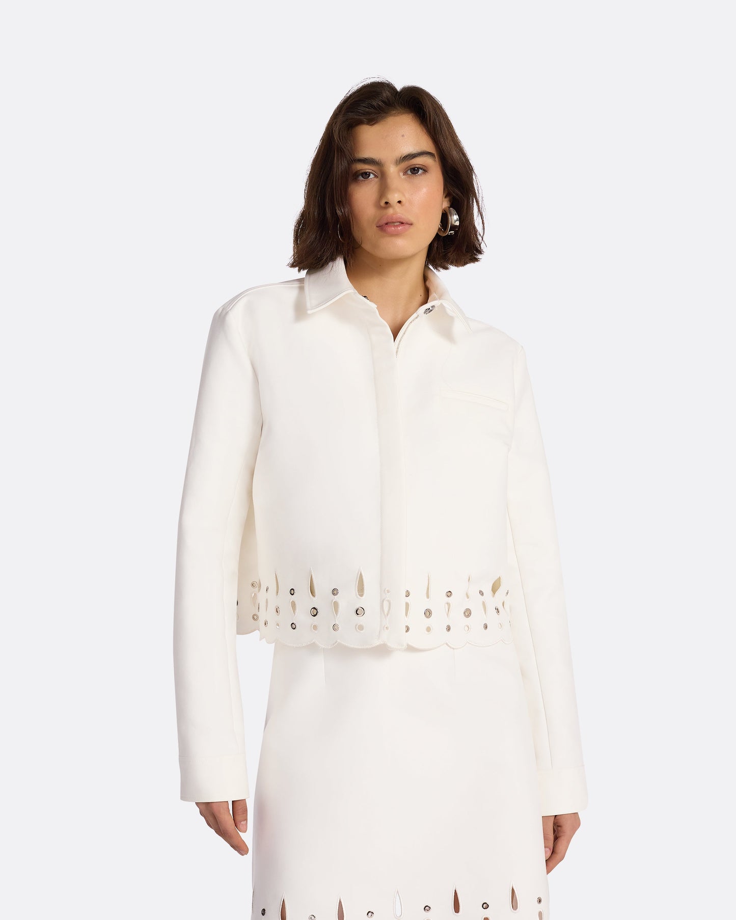 Zamber Ivory Cotton & Silver Skirt