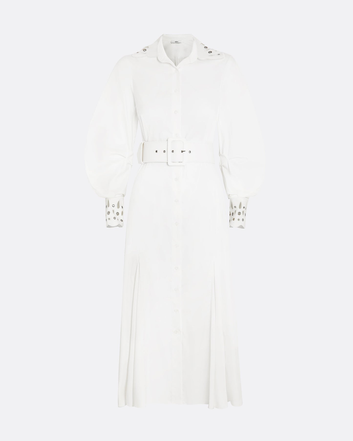 Evie Ivory Cotton & Silver Midi Dress