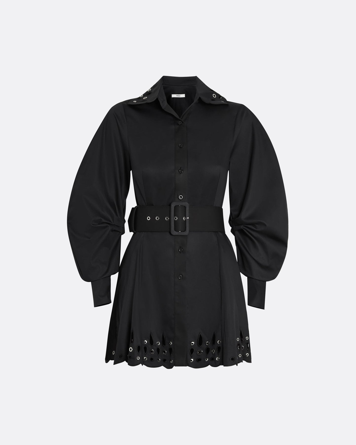 Oksana Black Cotton & Silver Short Dress