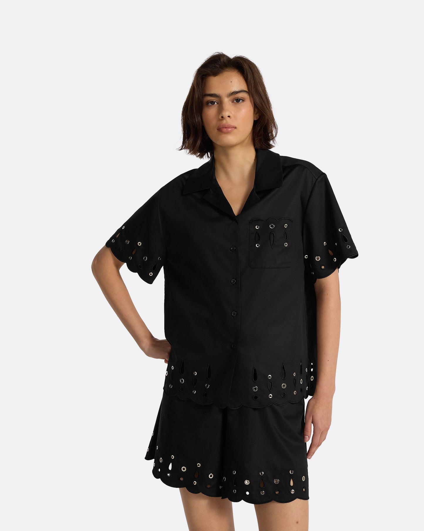 Raya Black Cotton Shorts