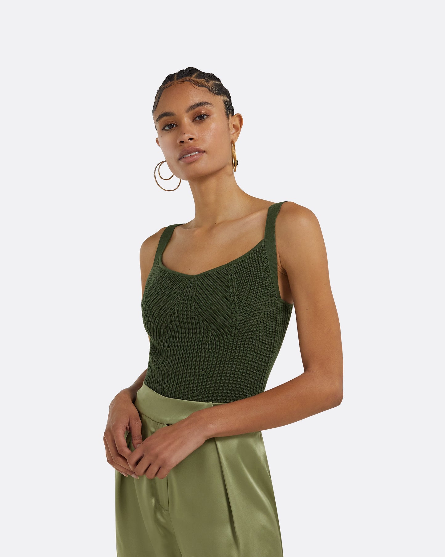 Amal Olive Crochet Top