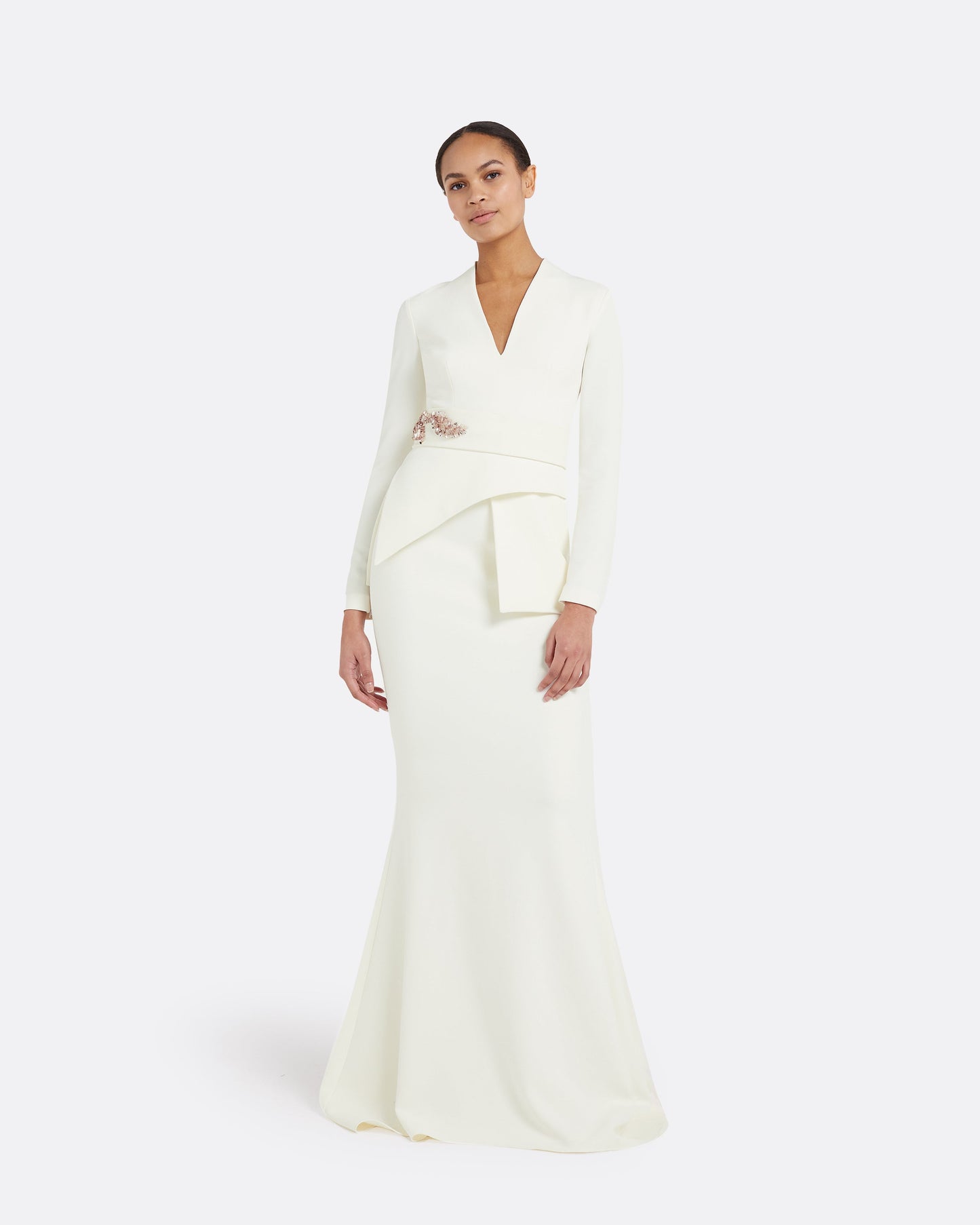 Favara Ivory Curled Leaf Embroidered Top