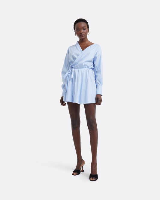 Dessie Blue Cotton Short Dress