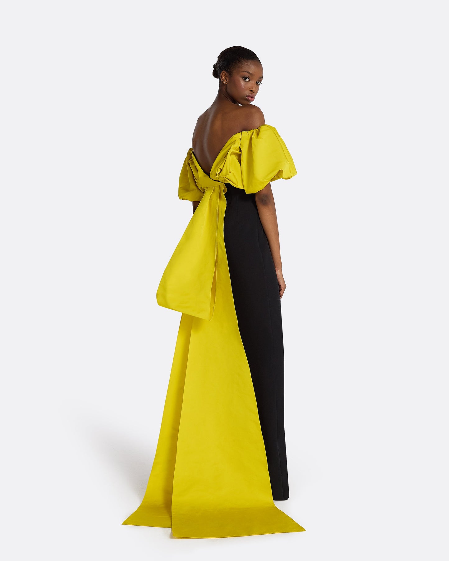 Milia Black & Chartreuse Long Dress