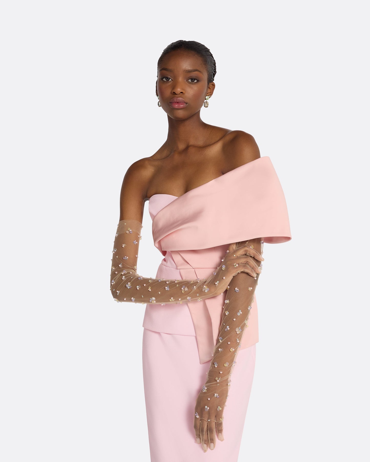 Astin Nude Embroidered Gloves