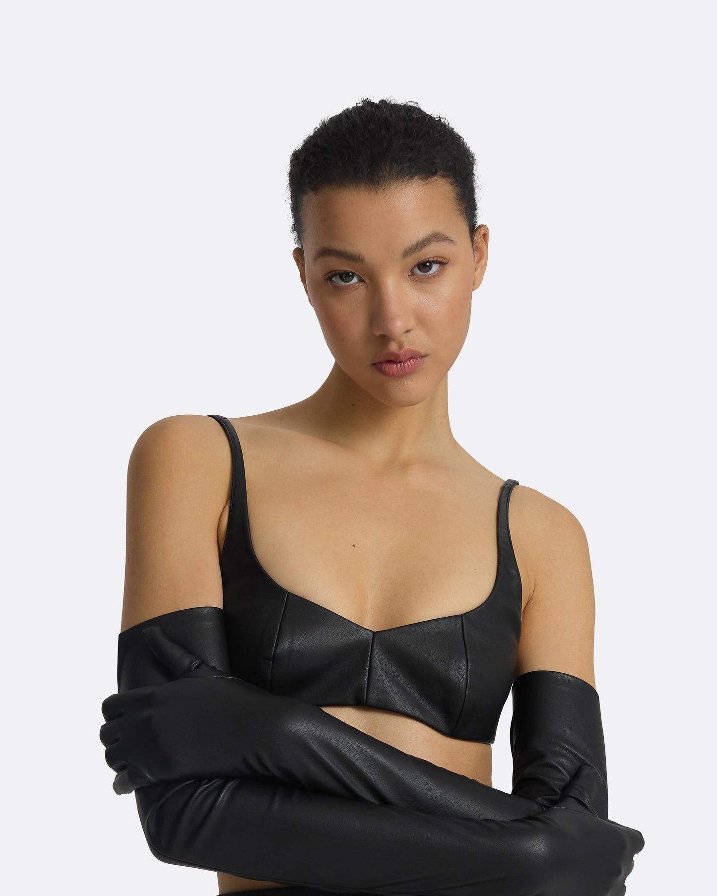 Sophe Black Vegan Leather Top