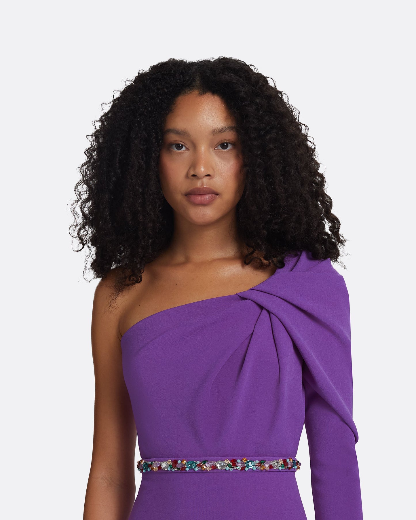 Maha Lilac Embroidered Midi Dress